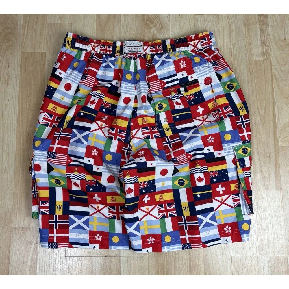 Men’s Daniel Cremieux Shorts / Swim Trunks / Flag Graphics / Size Medium / AOP